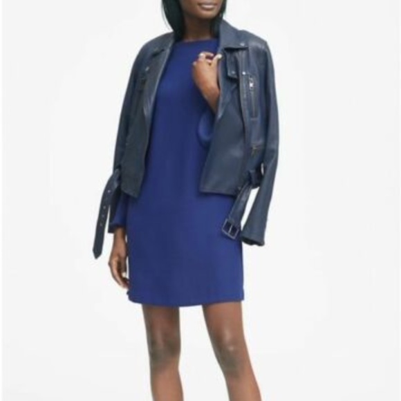 Banana Republic Ocean Blue Ruffle Cuff Button Back Dress/Tunic - Size 6 - Picture 3 of 10